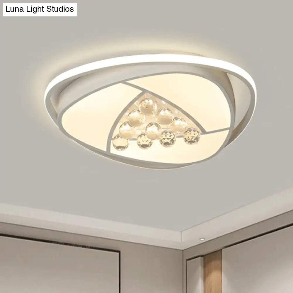 Modern Led Triangle Flush Ceiling Lamp - 16.5/20.5 Acrylic & Clear Crystal White Light