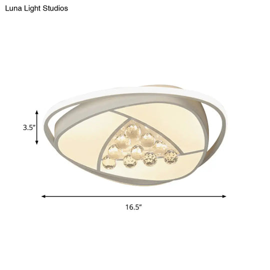 Modern Led Triangle Flush Ceiling Lamp - 16.5’/20.5’ Acrylic & Clear Crystal White Light