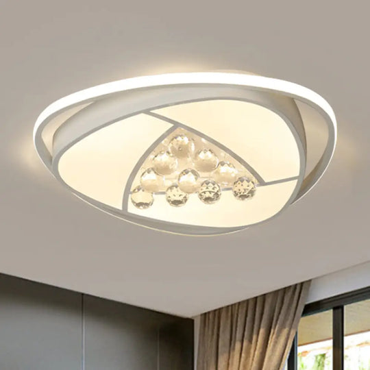 Modern Led Triangle Flush Ceiling Lamp - 16.5’/20.5’ Acrylic & Clear Crystal White Light / 16.5’