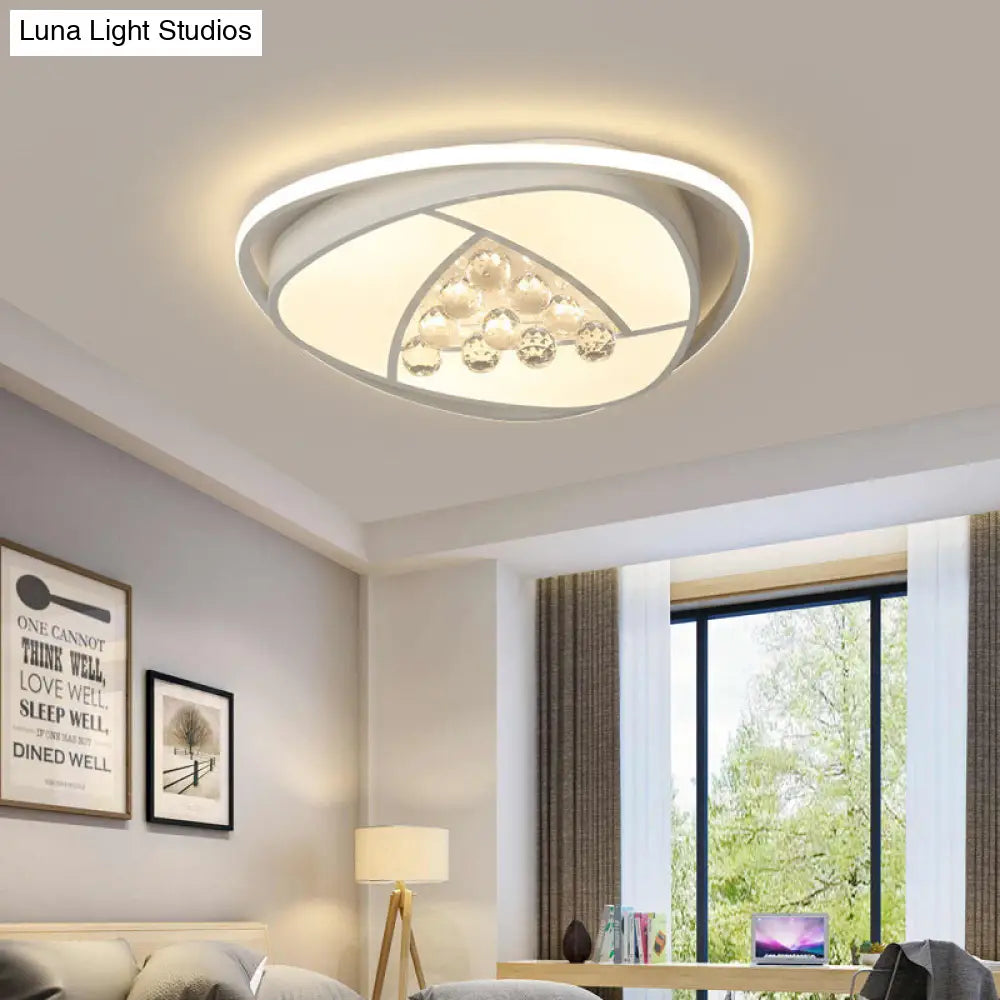 Modern Led Triangle Flush Ceiling Lamp - 16.5’/20.5’ Acrylic & Clear Crystal White Light