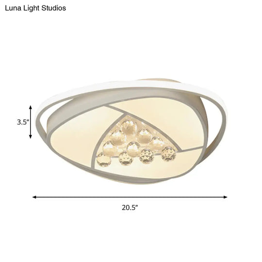Modern Led Triangle Flush Ceiling Lamp - 16.5/20.5 Acrylic & Clear Crystal White Light