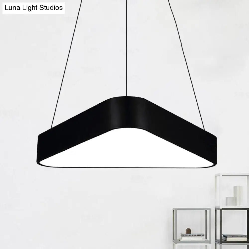 Modern Metal Triangle Suspension Led Hanging Lamp - 18/23.5 Long White/Black/Silver White/Warm Light