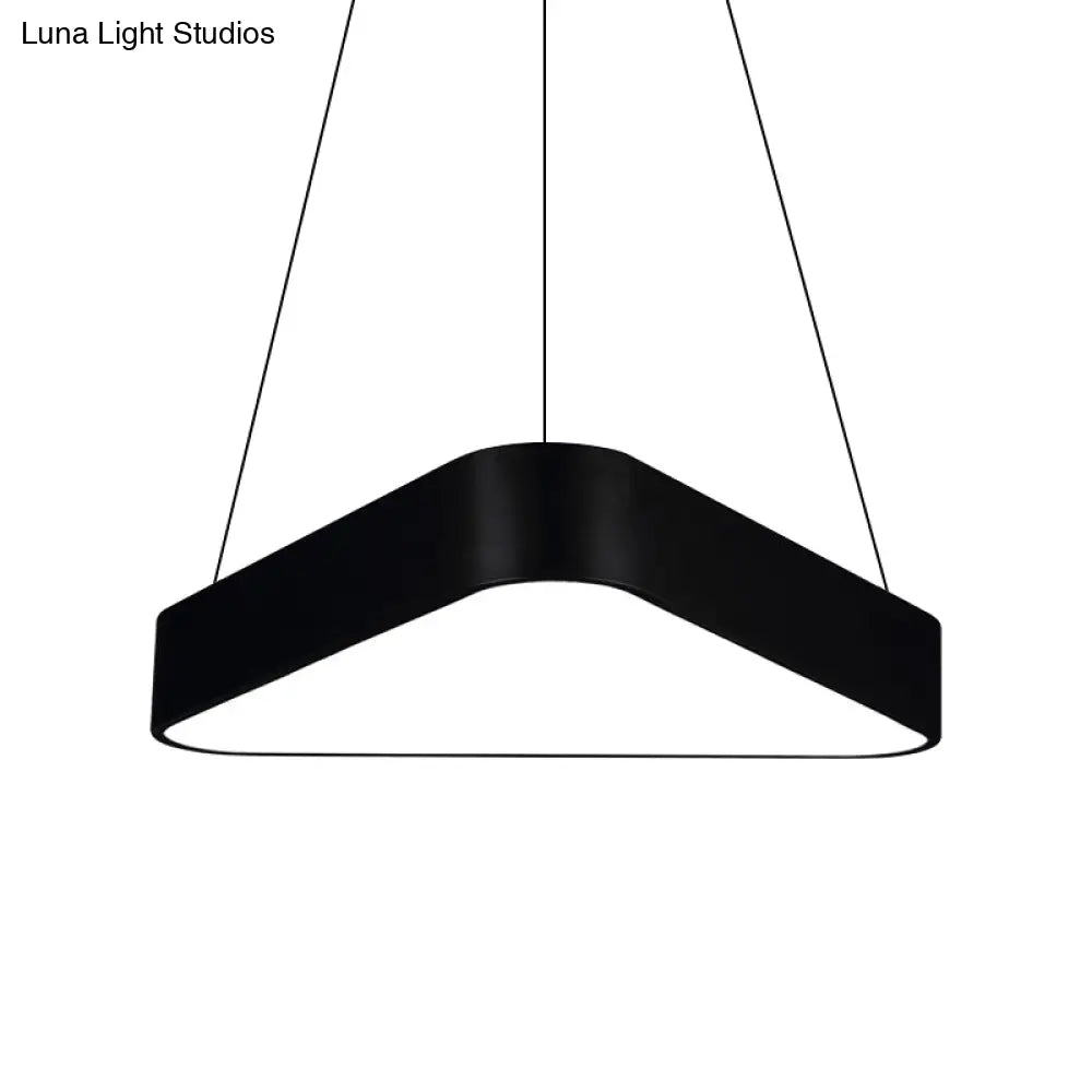 Modern Metal Triangle Suspension Led Hanging Lamp - 18/23.5 Long White/Black/Silver White/Warm Light