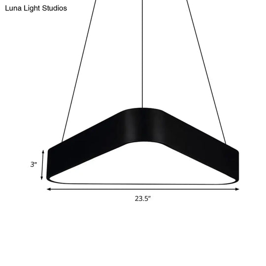 Modern Led Triangle Suspension Lighting - 18’/23.5’ Long White/Black/Silver Hanging Lamp In