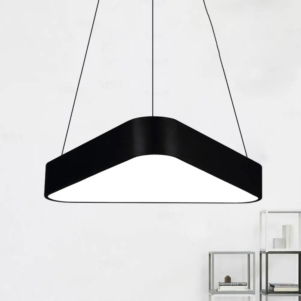 Modern Led Triangle Suspension Lighting - 18’/23.5’ Long White/Black/Silver Hanging Lamp In