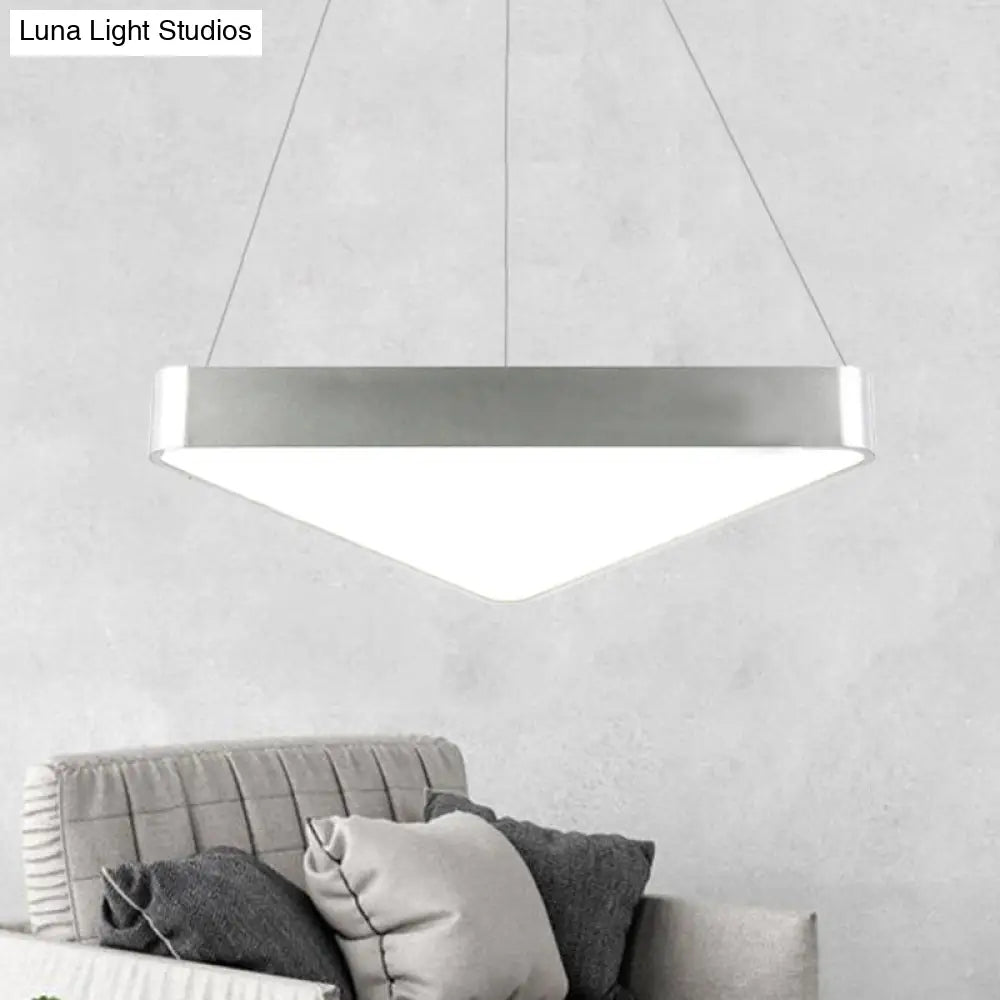 Modern Metal Triangle Suspension Led Hanging Lamp - 18/23.5 Long White/Black/Silver White/Warm Light