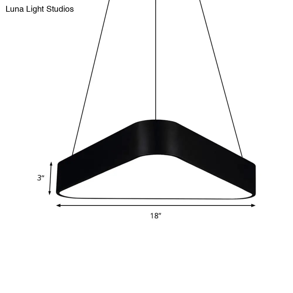 Modern Led Triangle Suspension Lighting - 18’/23.5’ Long White/Black/Silver Hanging Lamp In