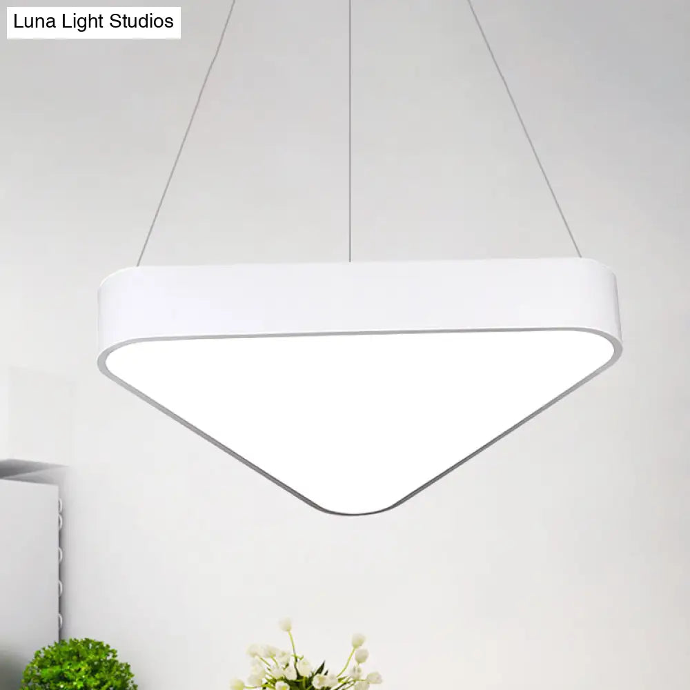 Modern Led Triangle Suspension Lighting - 18’/23.5’ Long White/Black/Silver Hanging Lamp In