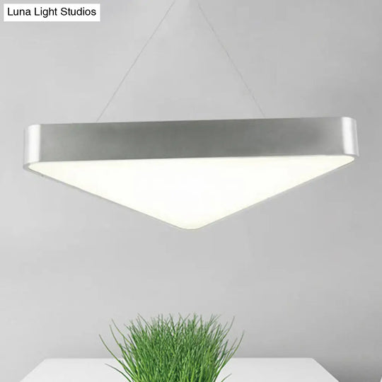 Modern Metal Triangle Suspension Led Hanging Lamp - 18/23.5 Long White/Black/Silver White/Warm Light