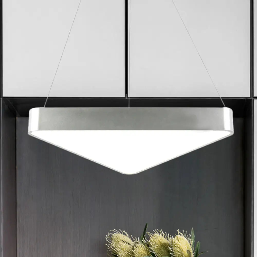 Modern Led Triangle Suspension Lighting - 18’/23.5’ Long White/Black/Silver Hanging Lamp In