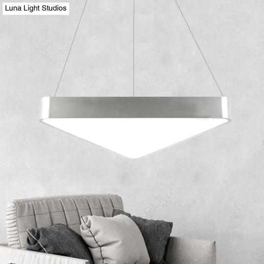 Modern Led Triangle Suspension Lighting - 18’/23.5’ Long White/Black/Silver Hanging Lamp In