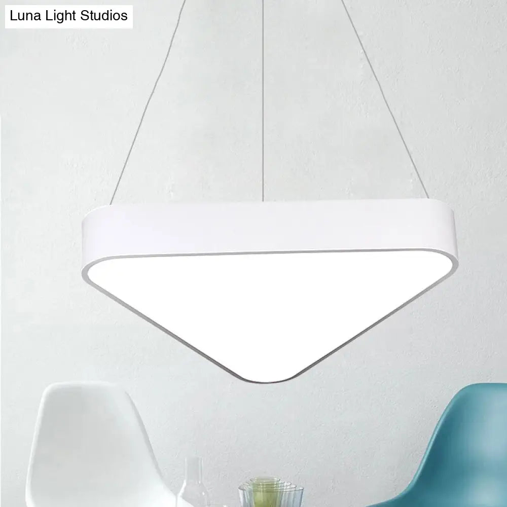 Modern Metal Triangle Suspension Led Hanging Lamp - 18/23.5 Long White/Black/Silver White/Warm Light