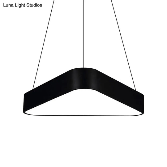 Modern Led Triangle Suspension Lighting - 18’/23.5’ Long White/Black/Silver Hanging Lamp In