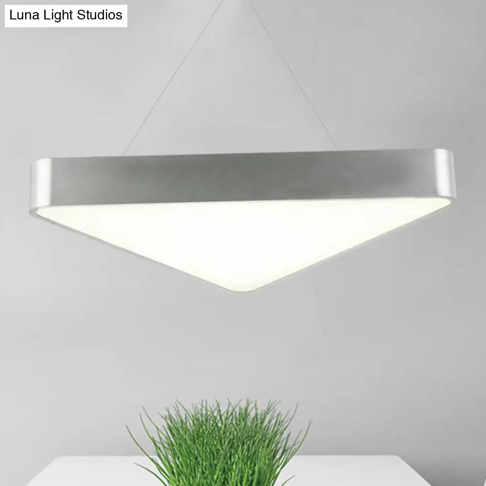 Modern Led Triangle Suspension Lighting - 18’/23.5’ Long White/Black/Silver Hanging Lamp In