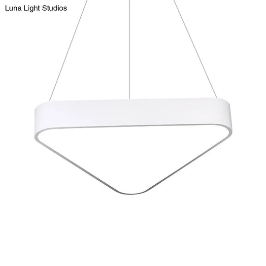 Modern Metal Triangle Suspension Led Hanging Lamp - 18/23.5 Long White/Black/Silver White/Warm Light