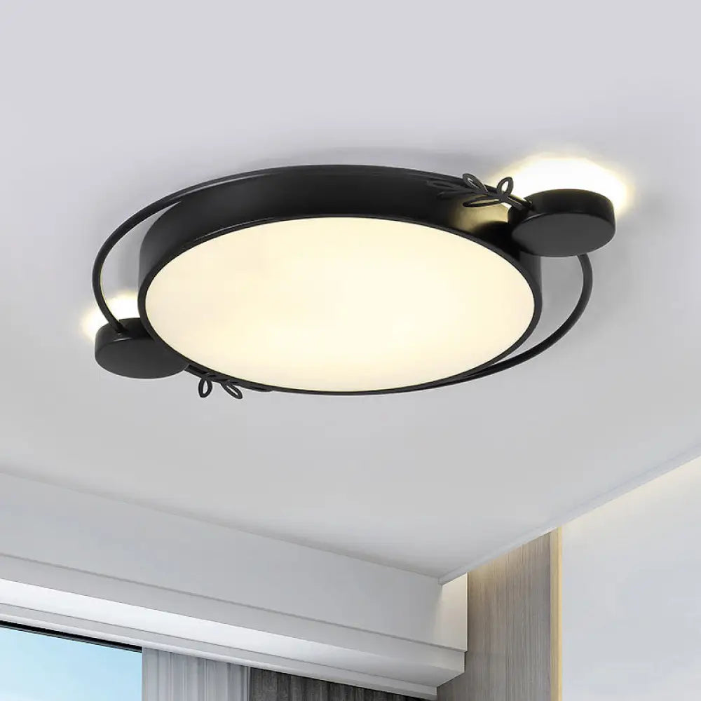 Modern Led Twig Round Iron Flush Mount Ceiling Light Black