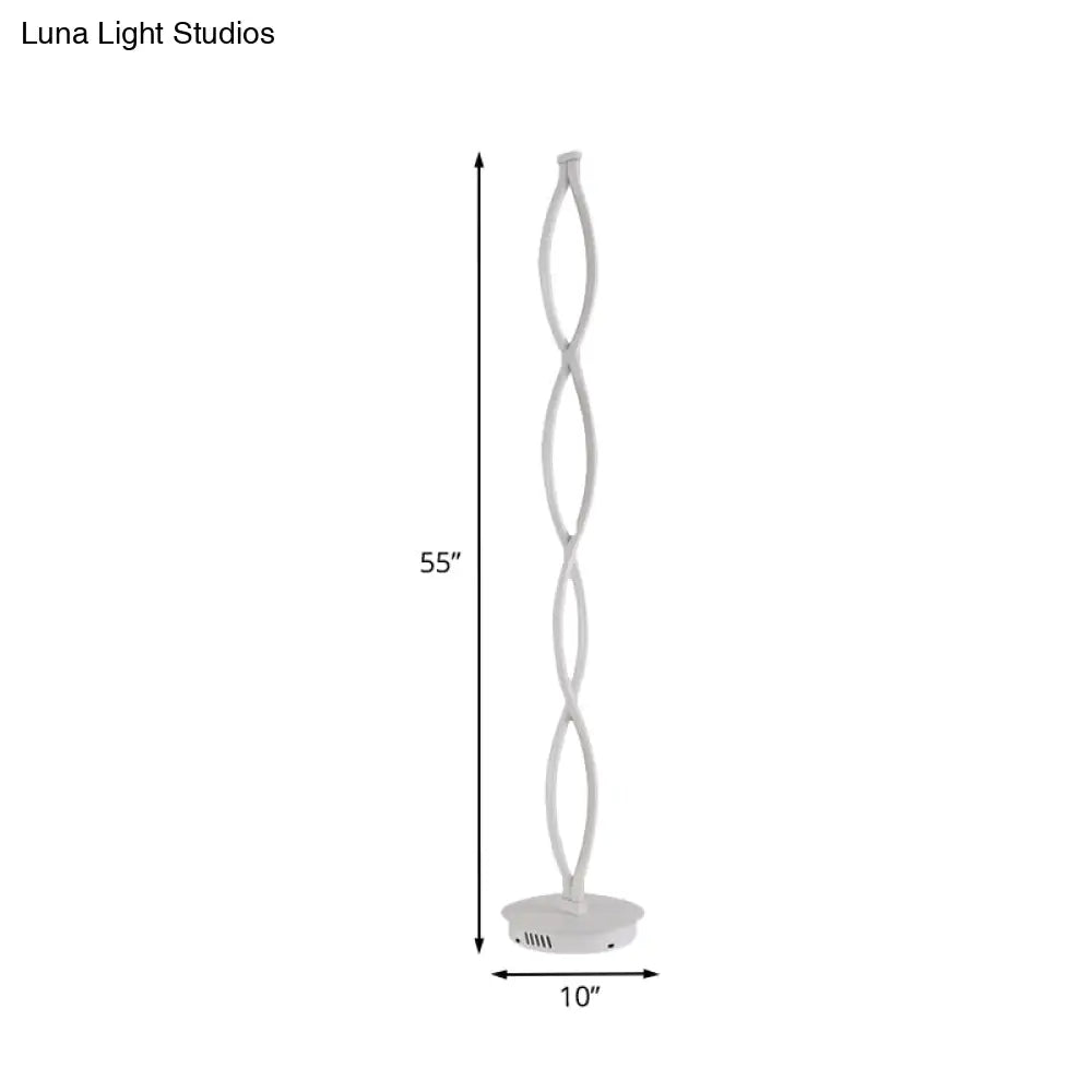 Modern Led Twisted Floor Lamp In White With Warm/White/Natural Light