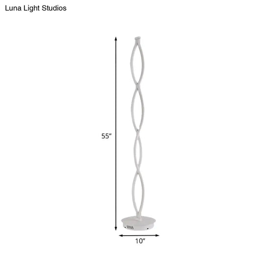 Modern Led Twisted Floor Lamp In White With Warm/White/Natural Light