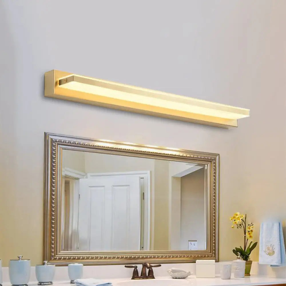 Modern Led Vanity Lighting With Yellow Acrylic Shade - Rectangular Wall Mount Light For Bedroom