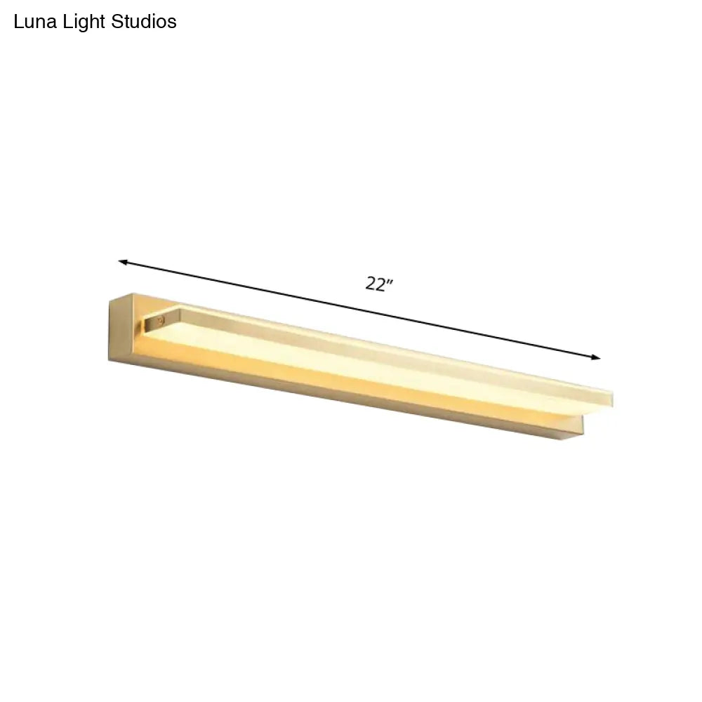 Modern Led Vanity Lighting With Yellow Acrylic Shade - Rectangular Wall Mount Light For Bedroom