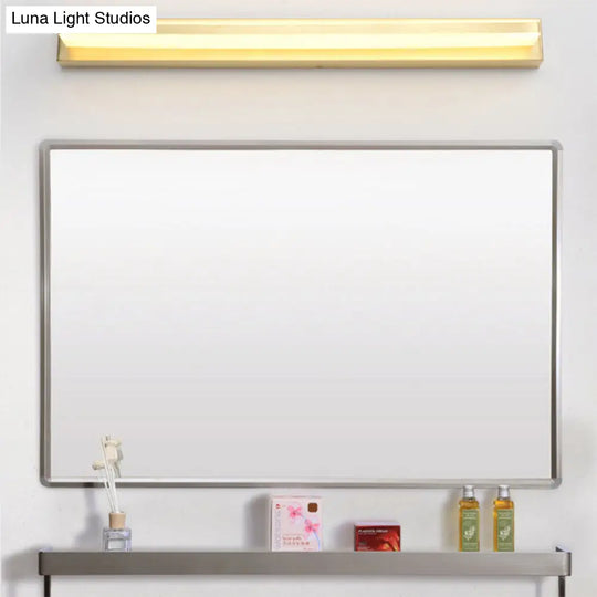 Modern Led Vanity Lighting With Yellow Acrylic Shade - Rectangular Wall Mount Light For Bedroom