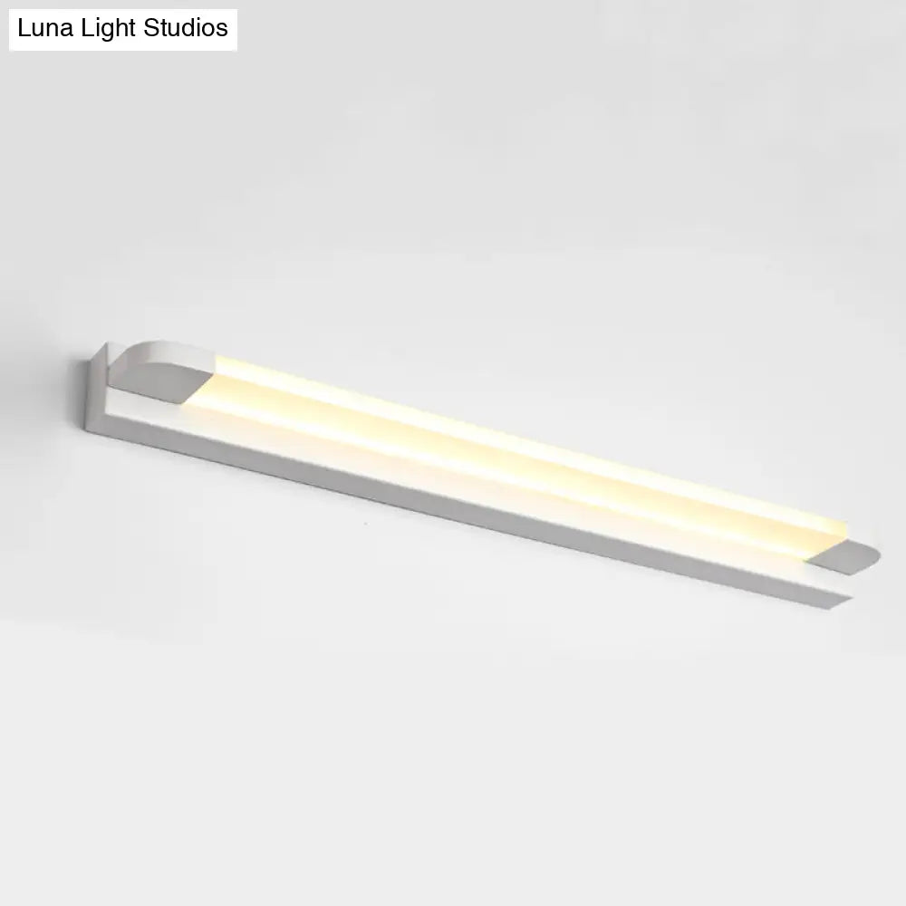 Modern Led Vanity Sconce Light For Bathroom - Slim 18/21.5 Wide Warm/White Lighting Metal Finish