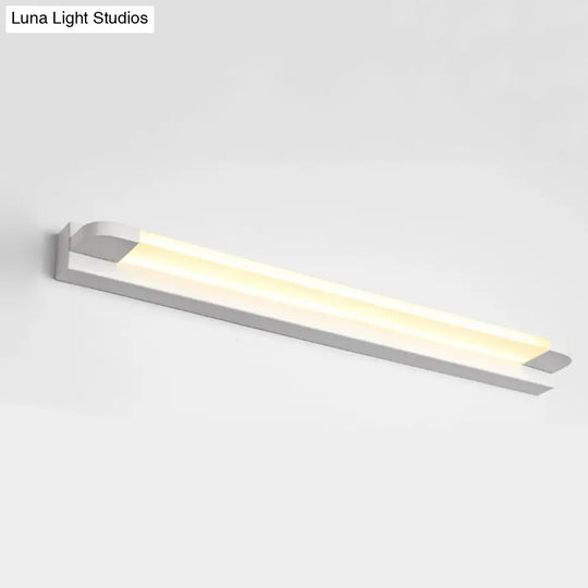 Modern Led Vanity Sconce Light For Bathroom - Slim 18/21.5 Wide Warm/White Lighting Metal Finish