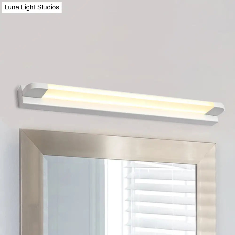 Modern Led Vanity Sconce Light For Bathroom - Slim 18/21.5 Wide Warm/White Lighting Metal Finish