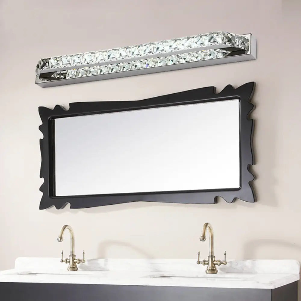 Modern Led Vanity Wall Sconce With Crystal Encrusted Beveled Bar - Stylish And Chic Clear / 16