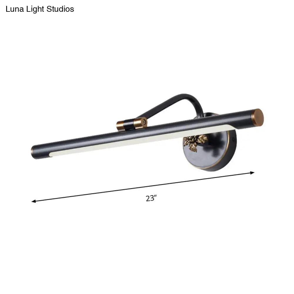 Modern Led Vanity Wall Sconce With Metal Shade - Black/Brass Finish 14/18 Diameter