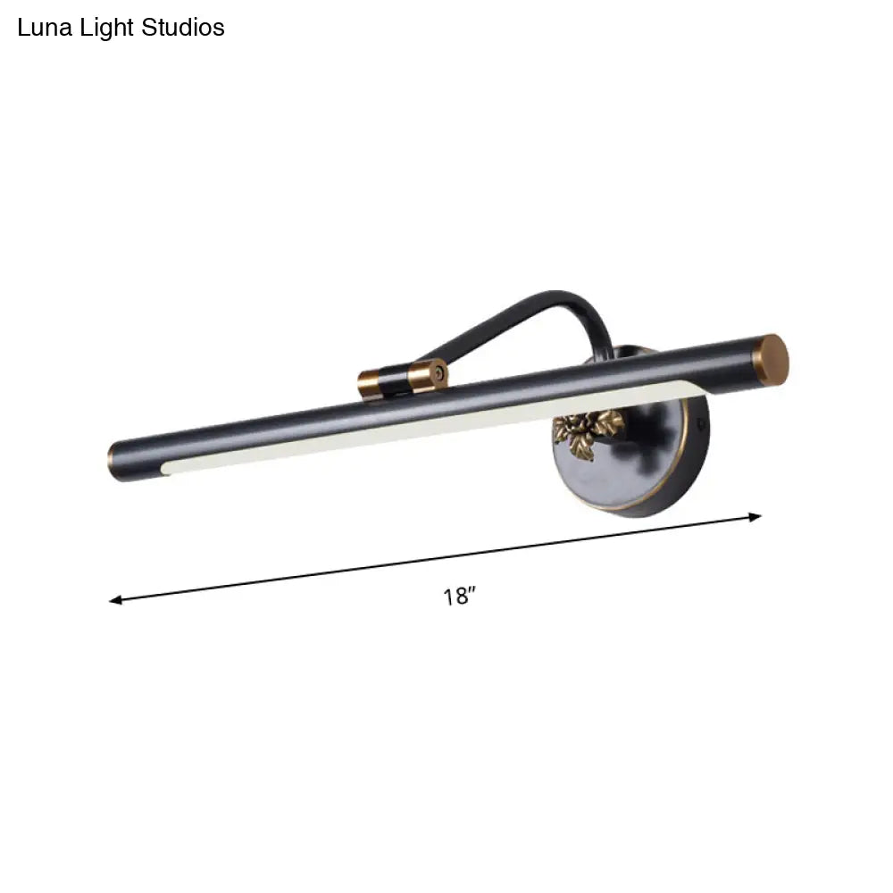 Modern Led Vanity Wall Sconce With Metal Shade - Black/Brass Finish 14/18 Diameter