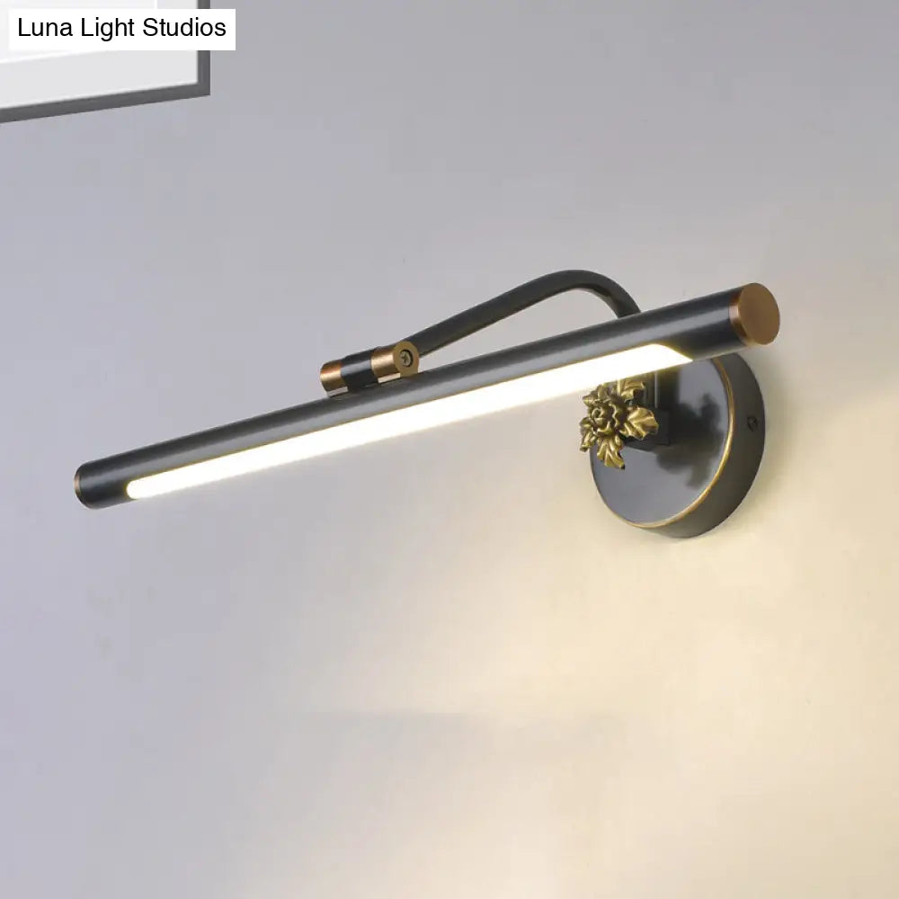 Modern Led Vanity Wall Sconce With Metal Shade - Black/Brass Finish 14/18 Diameter