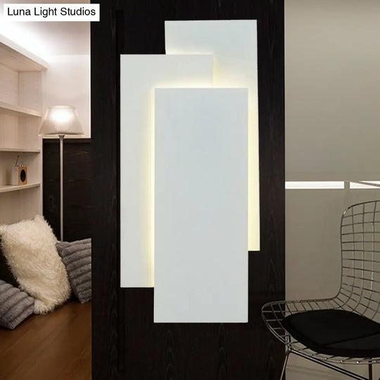 Modern Led Wall Lamp - Aluminum Rectangle Light With Warm/White Lighting Black/White