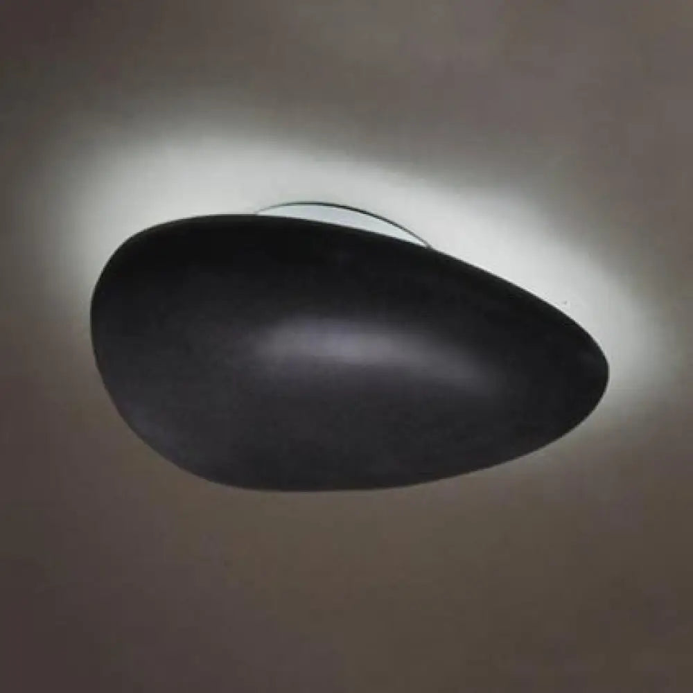 Modern Led Wall Lamp - Pebble Shape Resin Sconce Light Fixture (4/9 Length) In Black / 9