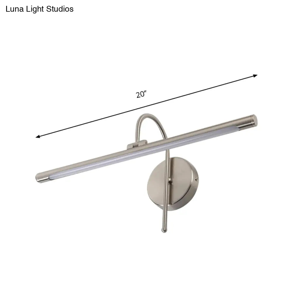 Modern Led Wall Lamp With Metal Shade - Tubular Vanity In Black/Nickel 16/20 Diameter