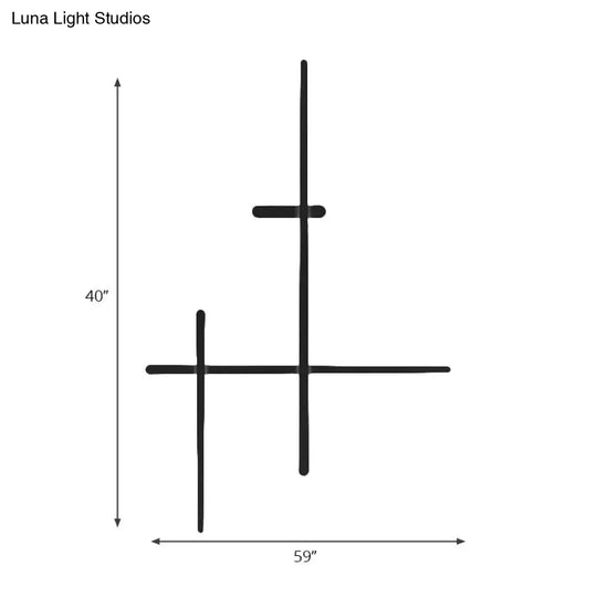 Modern Led Wall Light In Black For Living Room Décor - Crossed Lines Design