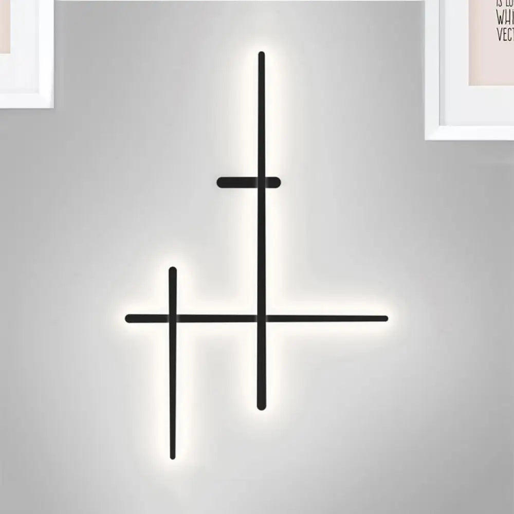 Modern Led Wall Light In Black For Living Room Décor - Crossed Lines Design 3 / Warm