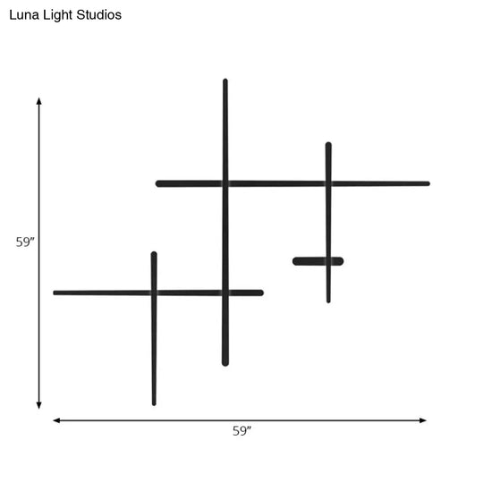 Modern Led Wall Light In Black For Living Room Décor - Crossed Lines Design