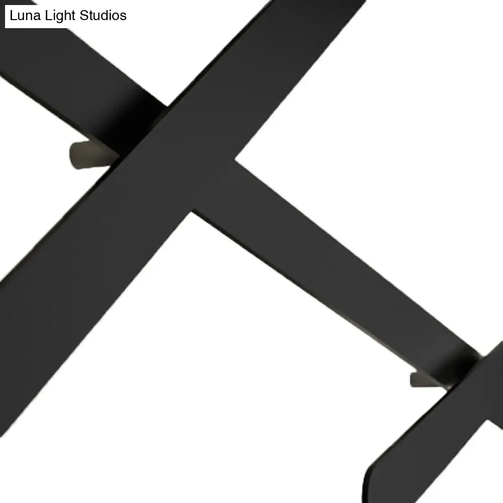 Modern Led Wall Light In Black For Living Room Décor - Crossed Lines Design