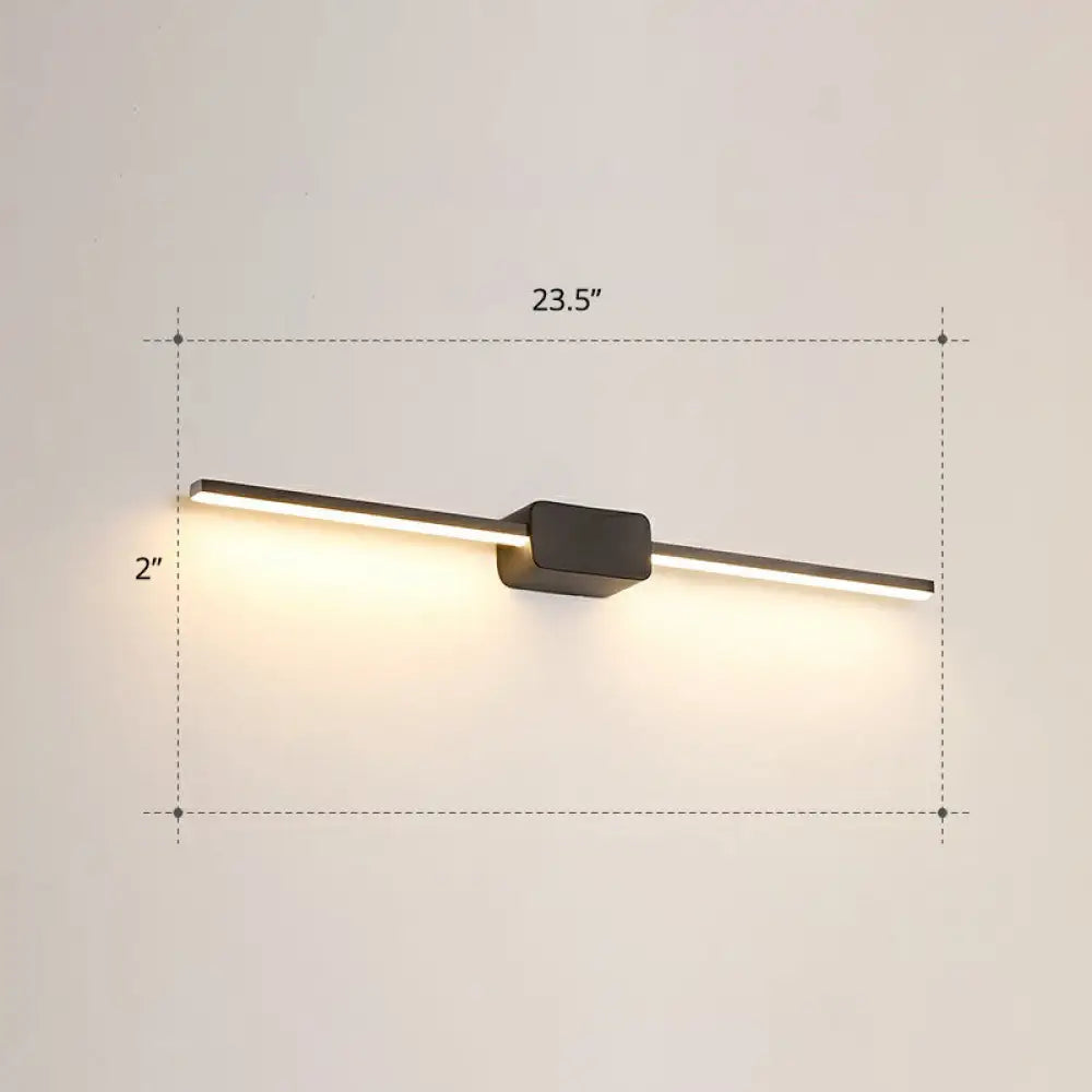 Modern Led Wall-Mounted Vanity Lamp For Bathroom Minimalistic Acrylic Pole Design Black / 23.5 Warm