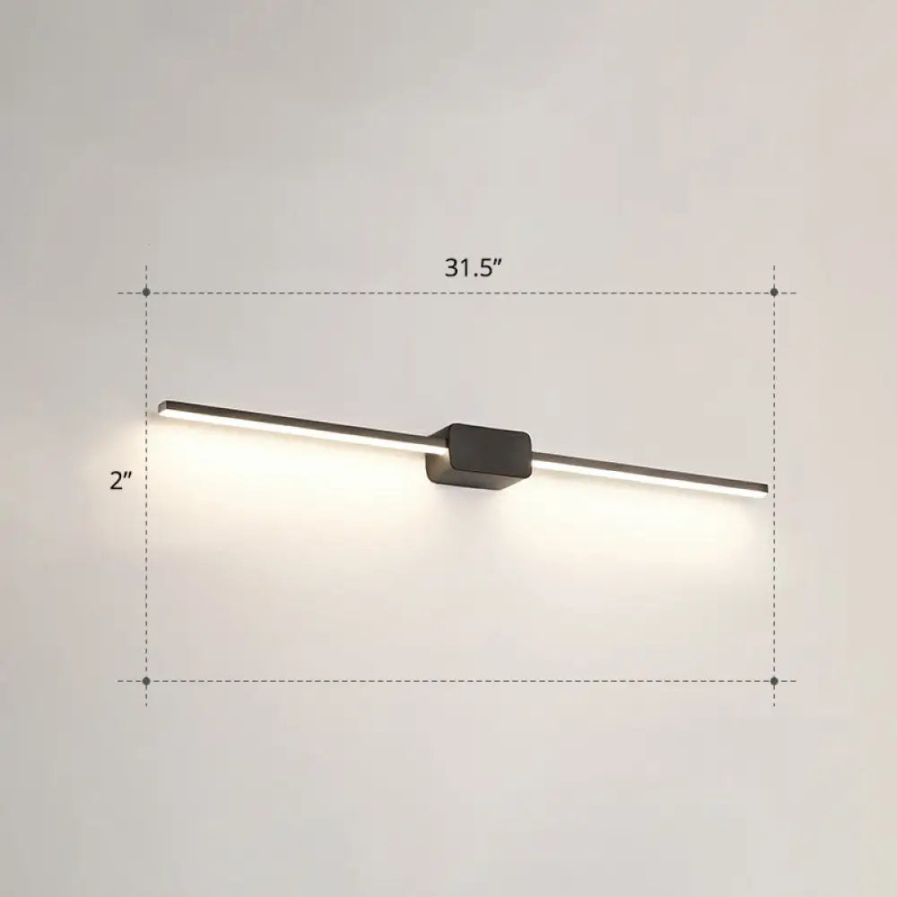 Modern Led Wall-Mounted Vanity Lamp For Bathroom Minimalistic Acrylic Pole Design Black / 31.5 Third