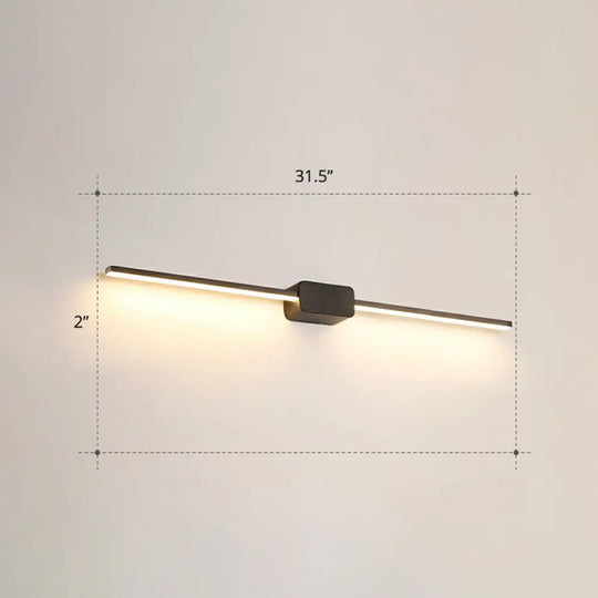 Modern Led Wall-Mounted Vanity Lamp For Bathroom Minimalistic Acrylic Pole Design Black / 31.5 Warm