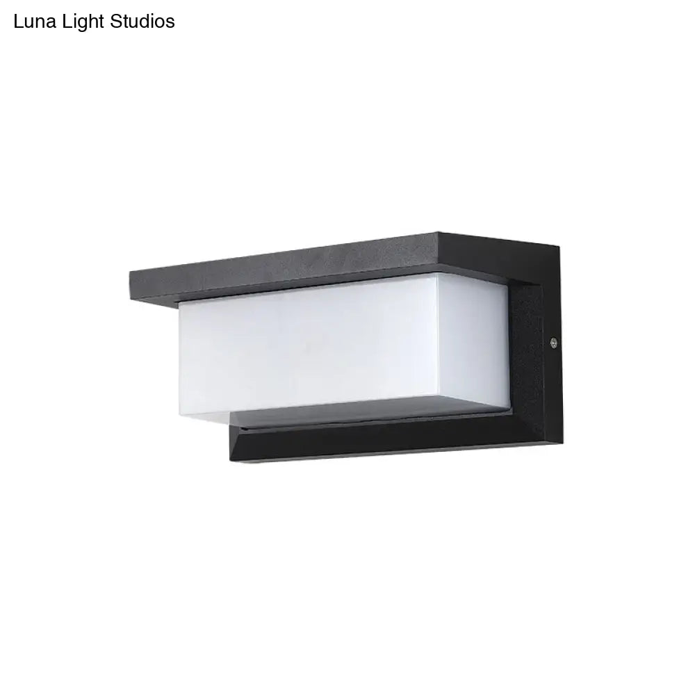 Modern Led Wall Sconce In Black - Rectangular Courtyard Light Fixture