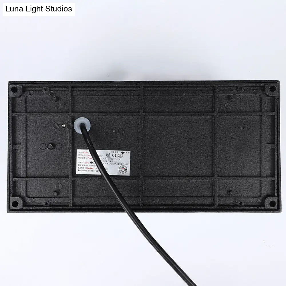 Modern Led Wall Sconce In Black - Rectangular Courtyard Light Fixture