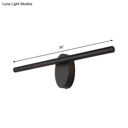 Modern Led Wall Sconce In Black With Acrylic Shade For Bathroom Lighting - 21.5/28/36 Wide