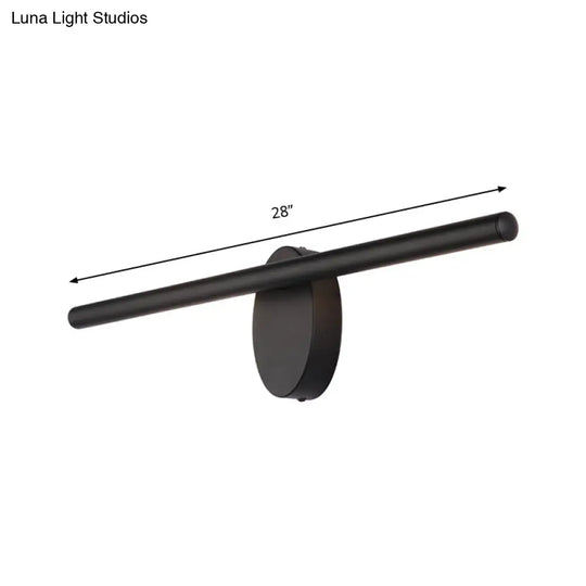 Modern Led Wall Sconce In Black With Acrylic Shade For Bathroom Lighting - 21.5/28/36 Wide