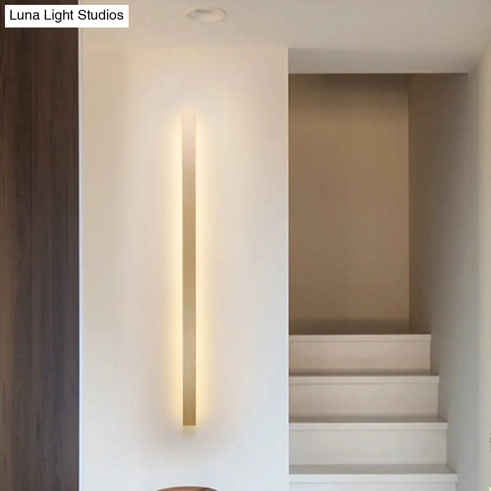 Modern Led Wall Sconce Lamp - Simple Linear Stairway Light In Gold White/Warm/Natural