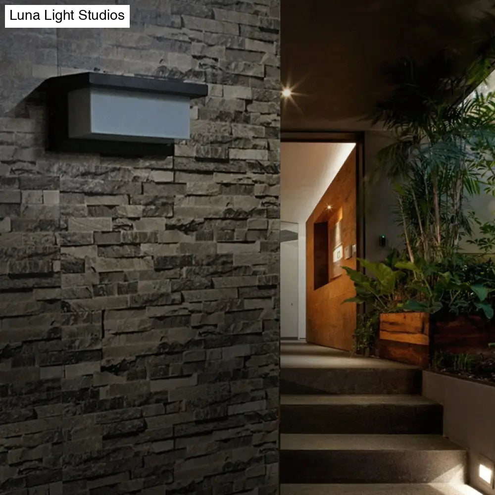 Modern Led Wall Sconce Light For Pathways - Black Aluminum Rectangle Design