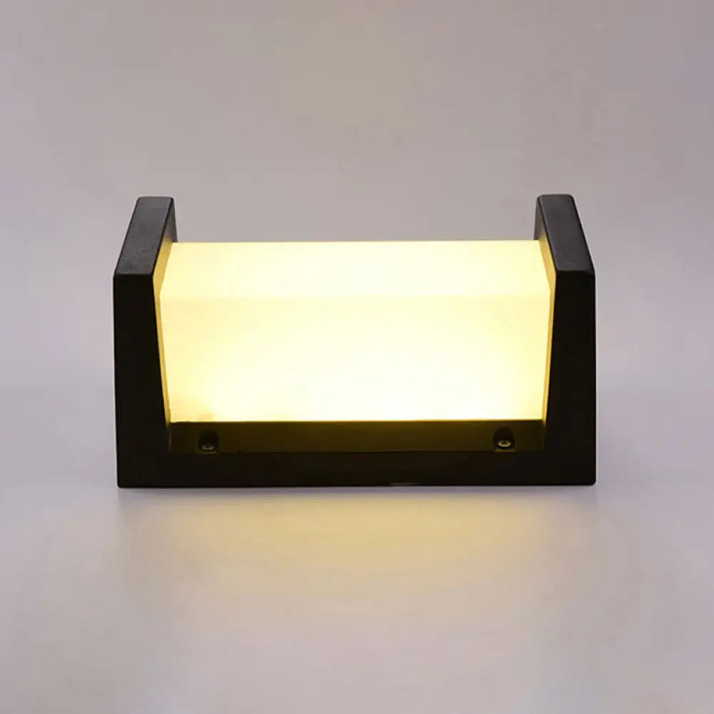 Modern Led Wall Sconce Light For Pathways - Black Aluminum Rectangle Design / White