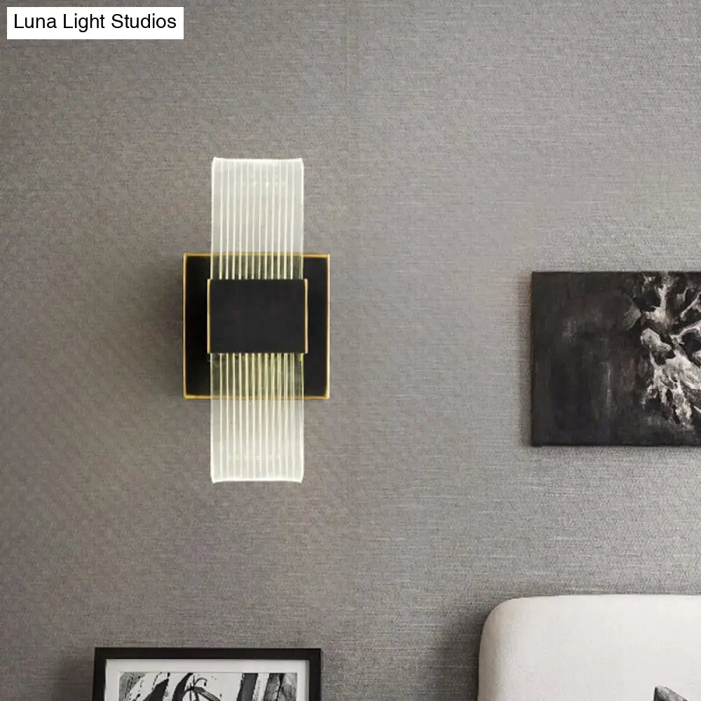 Modern Led Wall Sconce Light: Metal Square Design Black Finish Ideal For Living Room